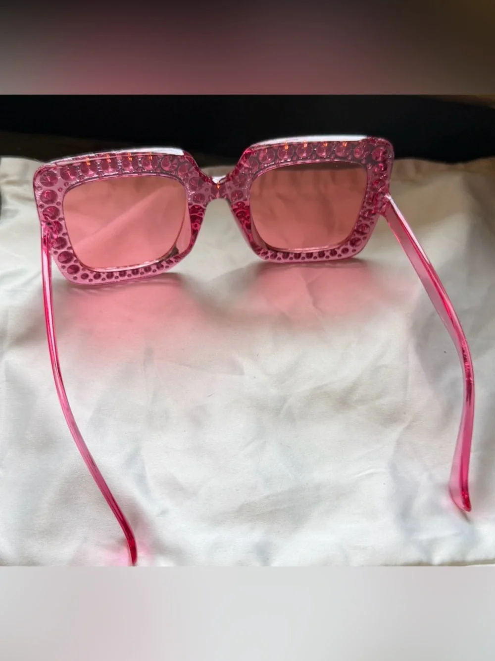Pink Sunglasses With Rhinestone Embellishments